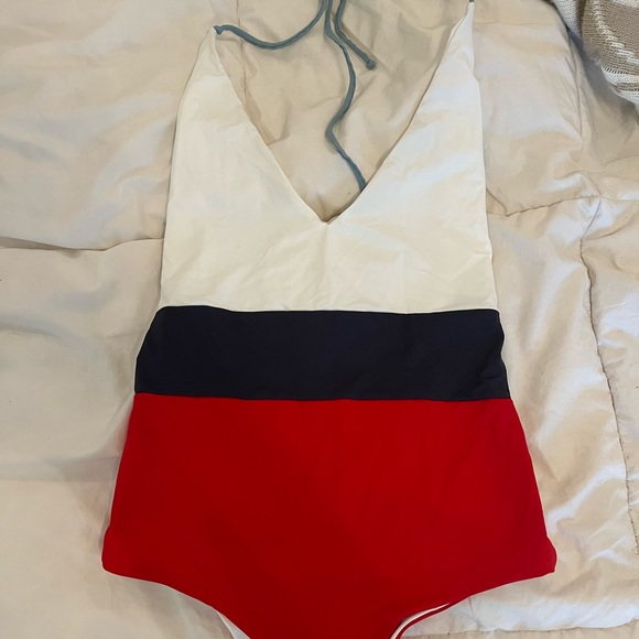 Tavik Chase Reversible Color Block Halter One Piece - red white and blue - Picture 1 of 3
